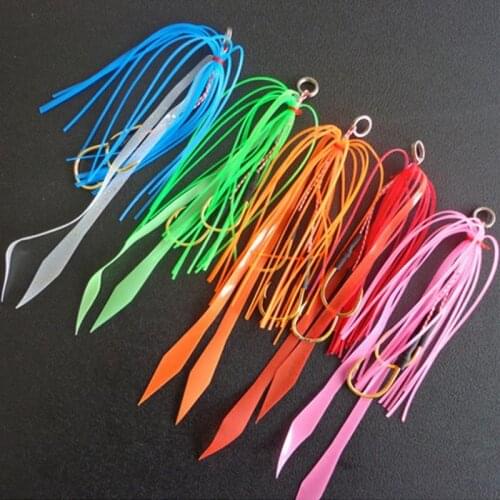 10pcs Silicone Luminous Fishing Baits With Hooks Skirt Assist Hook Lure Random Color Fishing Accessories Pesca Accesorios Mar
