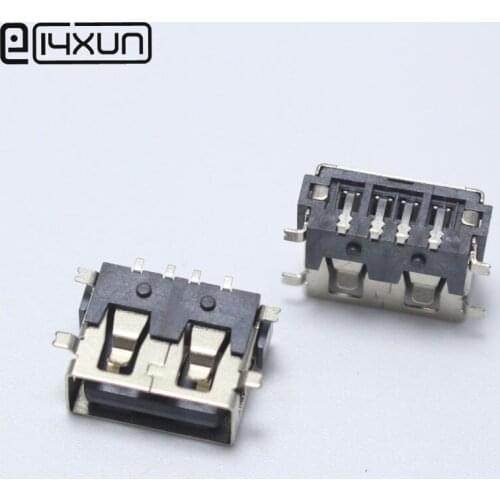 10PCS SMD USB Type A Female jack 4PIN AF 10.0 PCB Mount Socket Connector Black Flat Edge DIY Repair Phone Toy Parts