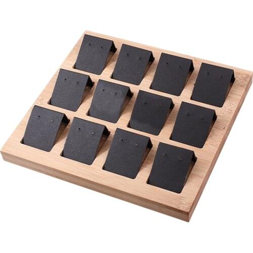 12 Pair Earring Cards Velvet/Leatherette Bamboo Earrings Display Card Holder for Jewelry Accessory Display 3 Colors