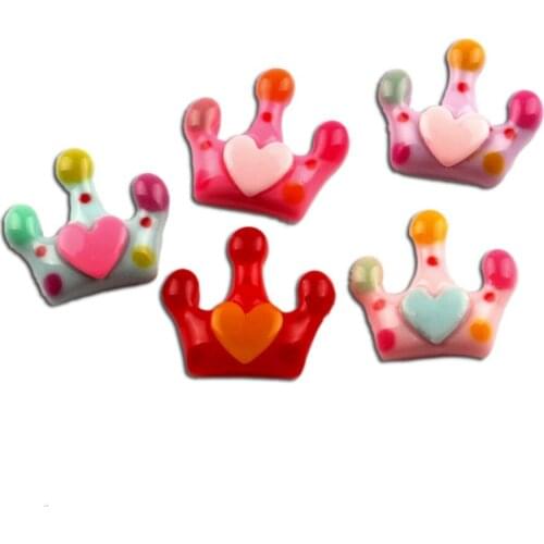 50Pcs Mixed Resin 18x16mm Crown Decoration Craft Flatback Cabochon Embellishments For Scrapbooking Kawaii Diy Accessories
