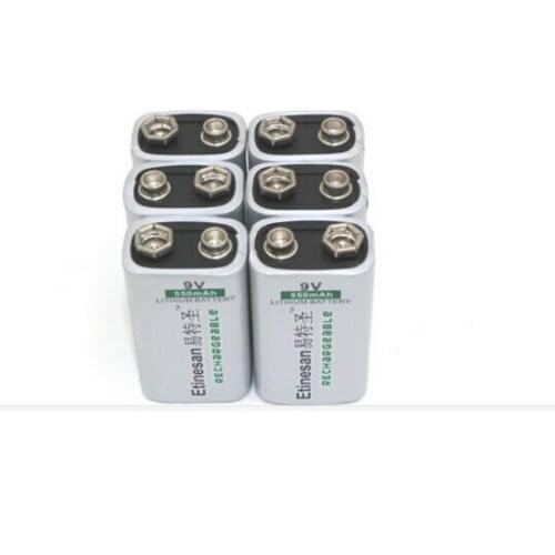 6pcs ETINESAN 550mAh 9v li-ion Rechargeable Battery orn, fan, earphone, telephone, microphone, wireless keyboard, mouse, toy