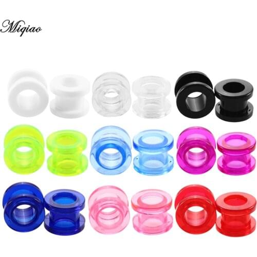 Miqiao 2pc Acrylic Ear Plugs and Tunnels Screw Fit Ear Gauges Piercing Expander 2-12mm Body Jewelry for Men and Women