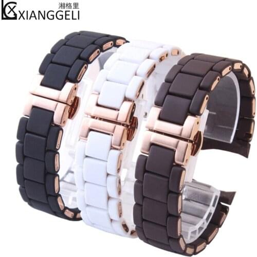 Watch accessories 20mm23mm For Armani watch with AR5889 5890 5905 5920 butterfly buckle arc interface for mens and womens