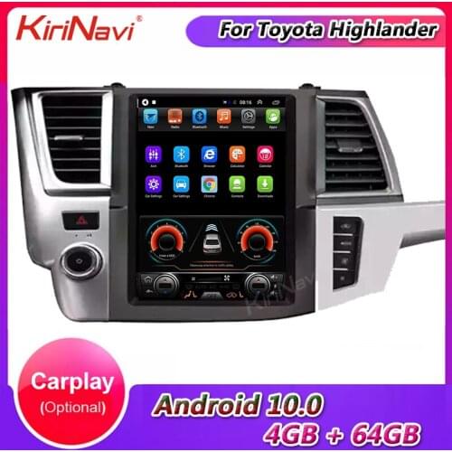 KiriNavi Vertical Screen Tesla Style 12.1" Android 9.0 Car Radio DVD Player For Toyota Highlander Auto GPS Navigation 2014+ WIFI