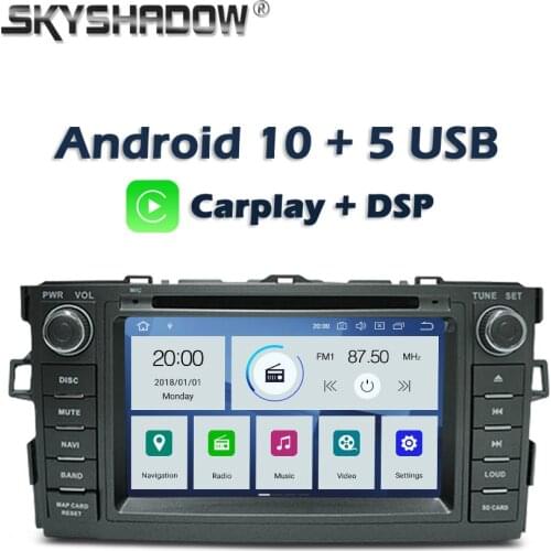 Carplay DSP PX6 IPS Android 10 4GB + 64GB Car DVD Player Wifi GPS map RDS Radio DVR Bluetooth For Toyota AURIS 2008-2010 2012