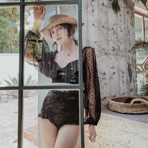 2020 High Waist Bikinis Women Silver Swimsuit Women Sexy Hollow Out Long Sleeve Swimsuit Women Two Piece Bather Beach Biquinis