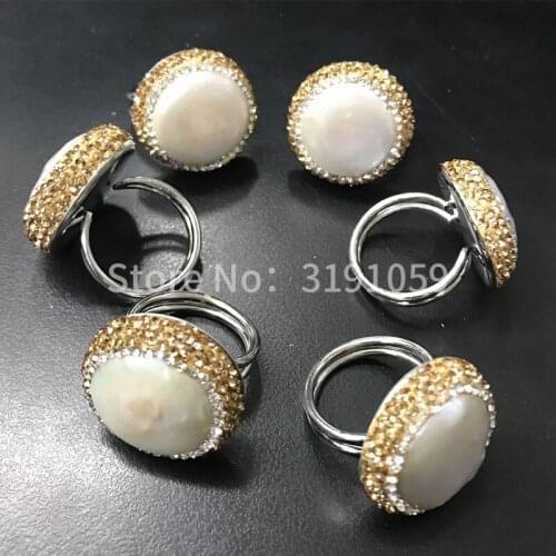 Noble temperament big style small set of pearl ring Europe and Europe fashion big name fan ring