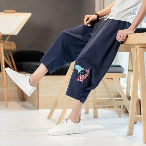 Embroidery Men Harem Pants Vintage Streetwear Pants Trousers Man 2021 Jogging Oversized Casual Sweatpants Male Loose 5XL