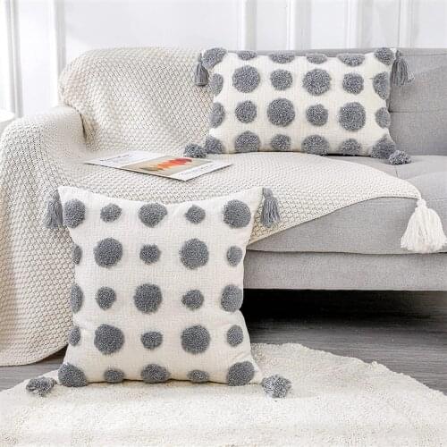 Jacquard Chenille Pillowcase with Tassel Square 45x45cm Cushion Covers For Chair- Sofa- living Room Handmade Home Decoration