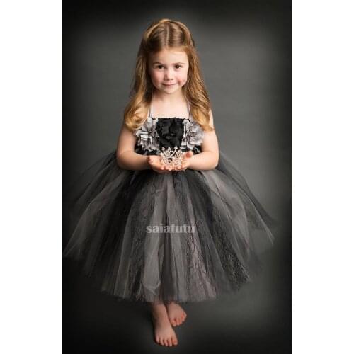 Black Gray Spring Summer Autumn Winter Kids Clothes Children Princess Wedding Clothing Vestido tutu Costume Tutu Girls dress