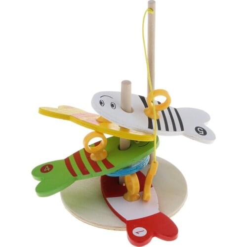 Wooden Educational Fishing Board Toy Shape Color Sorter Stacking Sorting Toy
