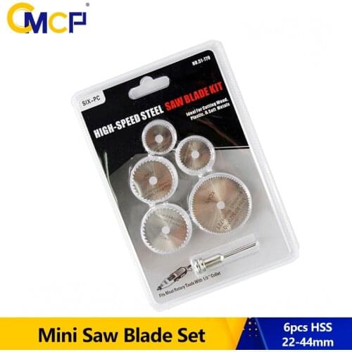 6pcs 22-44mm Metal HSS Circular Saw Blade High Speed Steel Woodworking Cutting Discs For Dremel Rotary Tool