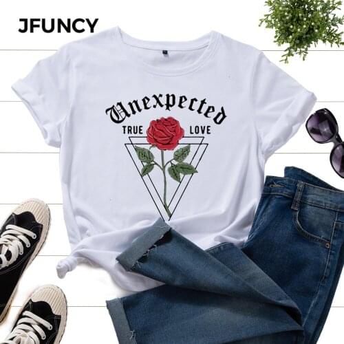 JFUNCY Plus Size Camisetas Mujer Ropa Casual Loose Women Tshirts Oversized Women T-shirts Harajuku Graphic Tee Shirts Female Top