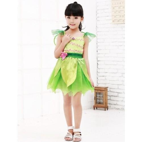 Halloween Movie Flower Fairy Costume Green Fairy Cosplay Fancy Dress Kid Book Week Uniform