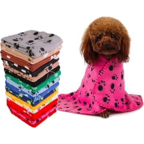 Pet Dog Cat Blanket Non Slip Soft Towel Cute Paw Print Mat Bed Quilt Bath Towel Pet Car Cushion For Large Dog Puppy