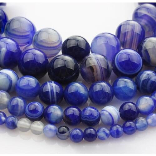 15"(38cm) Strand Round Natural Blue Lace Agate Stone Rocks 4mm 6mm 8mm 10mm 12mm Beads for Jewelry Making DIY Bracelet Findings