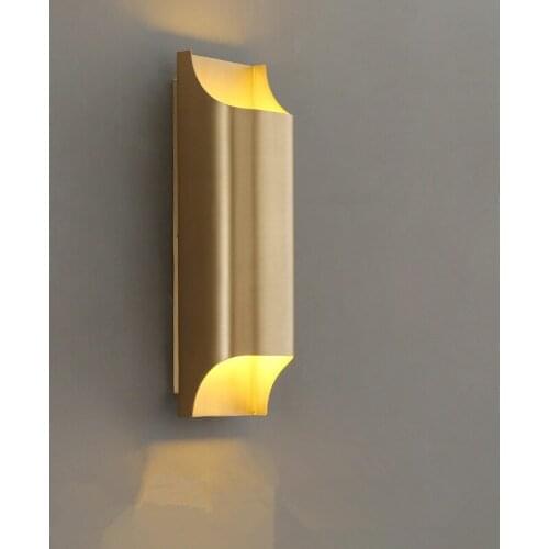 Square Copper LED Bulb Wall Lamp New Style Minimalist Living room Wall Light Bathroom Bedside Wall Sconce Gold 110/220V Lighting