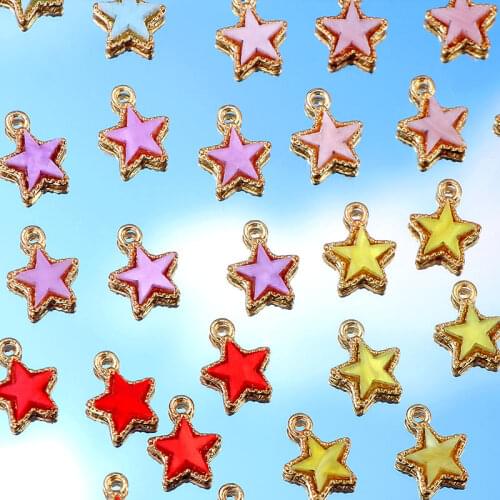 10Pcs 10mm Multicolor Acrylic Enamel Small Stars Charms Pendant For DIY Necklaces Bracelets Jewelry Making Accessories wholesale