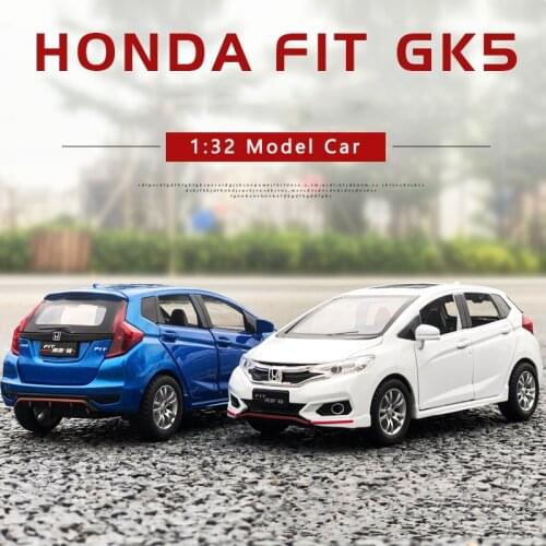 1:32 Honda Fit Fit Simulation Car Model Alloy Door Open Sound And Light Pull Back Car Childrens Toy Car Decoration Collection