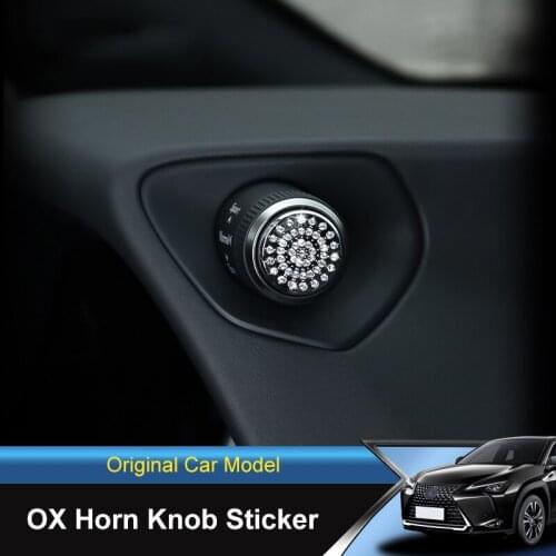 QHCP Car Drive Model Adjust Knob Decoration Sticker Driving Mode Cover Trims Horns ABS Rhinestone For Lexus UX200 260H 250H 2019