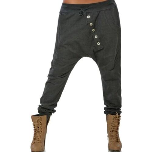 Fashion Girlfriend Women Hipsters Harem Pants Bloomers Baggy Pants Trousers Loose Wash Dark Drawstring Button Pants