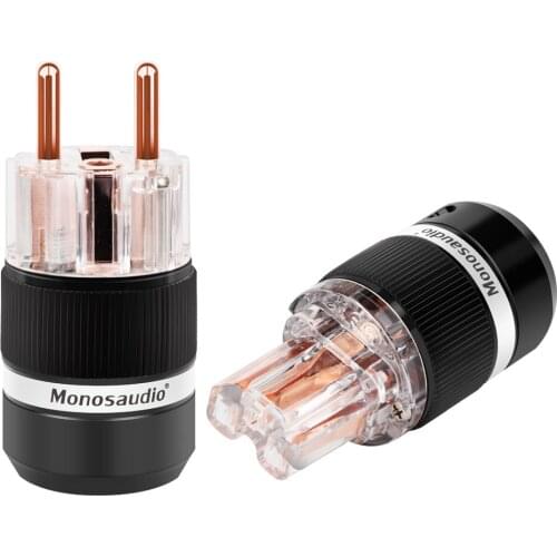 Monosaudio E101/F101 Transparent 99.998% Pure Copper EUR Power Plug Hifi audio Power Cord Cable Power Plug IEC Female Connector