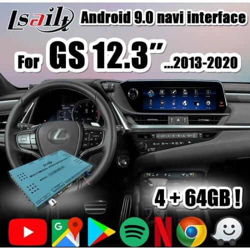 Lsait 4GB Android multimedia video interface for Lexus GS 12.3' 2013-20 year GS450h GS300h GS350 with 64GB,CarPlay YouTube