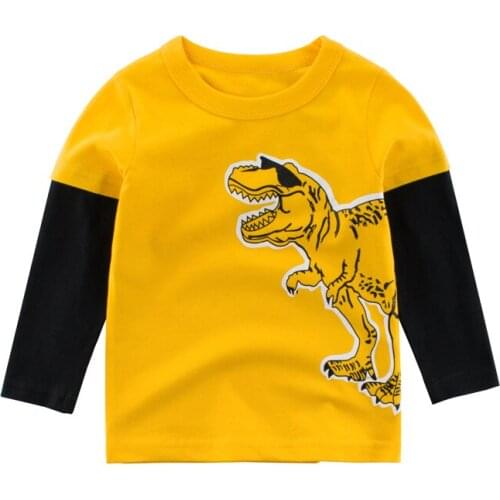 2-9T Toddler Kid Baby Boy Top Autumn Basci T Shirt Long Sleeve tshirt dinosaur Cartoon Cute Sweet Tee Infant Outfit