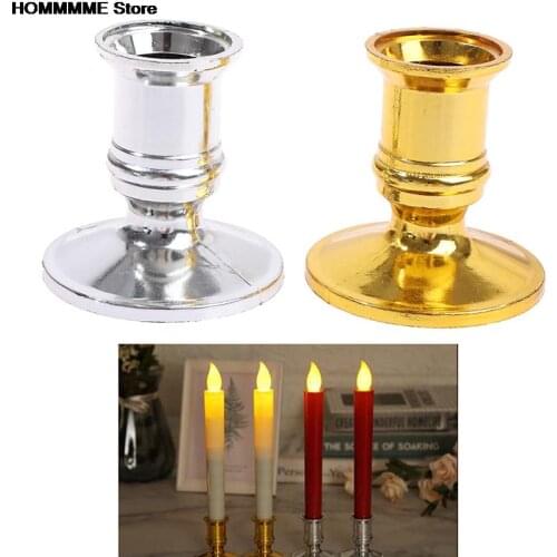 2pcs/set Plastic Candle Holder Candle Base Candlestick Holder For Home Decor Gold Silver