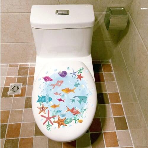 Underwater world animals Toilet stickers bathroom decoration art Decals Glass windows home decor Cartoon wall sticker Wallpaper