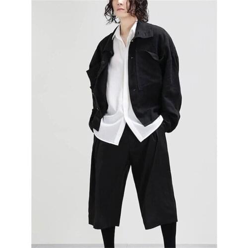 Casual Mens pants, wide-leg pants, skirt pants, cropped pants, simple and classic