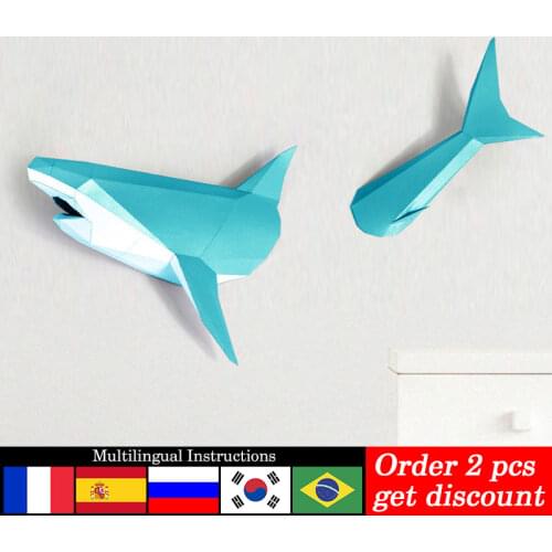 Pre-cut Great White Shark Animal Wall Decor Home Art Decoration Paper Model,3D Papercraft,Handmade DIY Adult Craft Toy RTY227