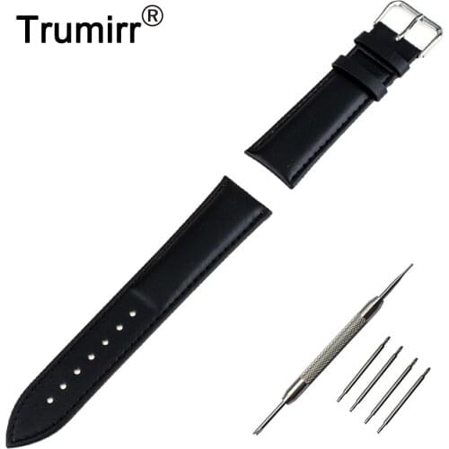 Genuine Leather Watch Band 16mm 18mm 20mm 22mm 24mm + Tool + Pins for Hamilton Watchband Strap Wrist Belt Bracelet Brown Black