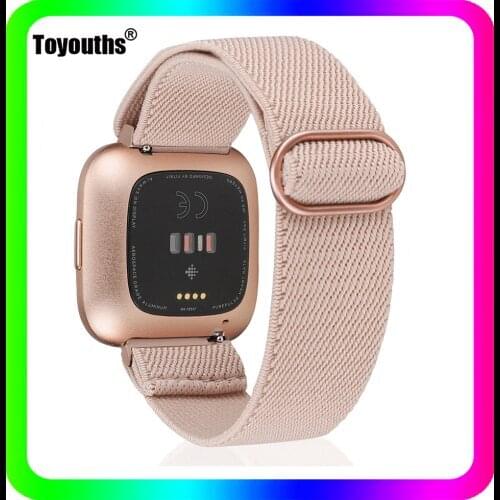Toyouths Nylon Solo Loop Straps for Fitbit Versa Scrunchies Elastic Adjustment Strap Watch Replacement for Fitbit Versa 2 Band