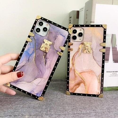 TPU Luxury Glitter Square Marble Texture Case For Funda iPhone 11 12 Pro Max 11pro XS XR X 6 7 8 Plus SE 2020 S20 S21 S10 Note20