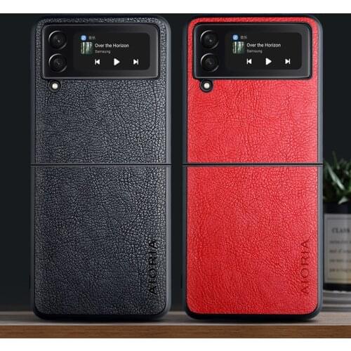 Luxury Leather Case for Samsung Galaxy Z Flip 3 Soft TPU+PC Four-corner Explosion-proof Back Cover for Galaxy Z Flip3 5G Case