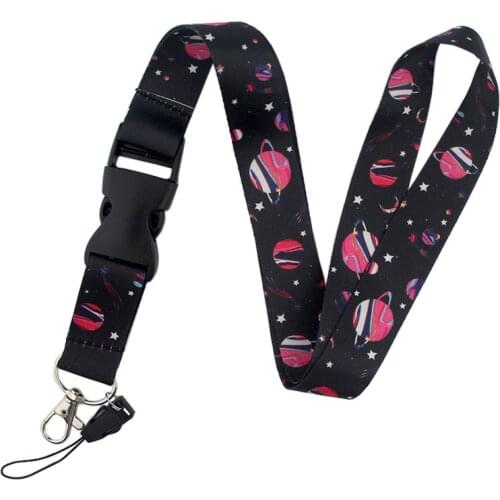 Cartoon Pink Planet Lanyard Key Chain Mobile Phone Hang Rope Webbing Neck Straps Pass Gym ID Card Badge Holder Key Accessories