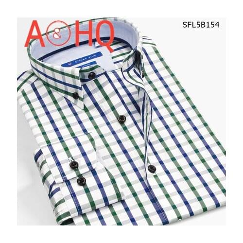 New Style Mens Dress Shirts Long Sleeve Cotton Patterns Plaid Shirt Slim Fit Camisa Masculina Men Clothes Size 37-45 46