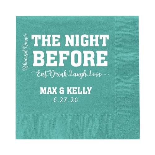 The Night Before - Personalized Rehearsal Dinner Napkins,Wedding Napkins,Engagement Party,Custom Bar Napkins milestones birthday