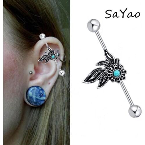 SaYao 1 piece Love Cute Night Owl Surgical Stainless Steel Animal Industrial Barbell Piercing Helix Ear Piercing Jewelry