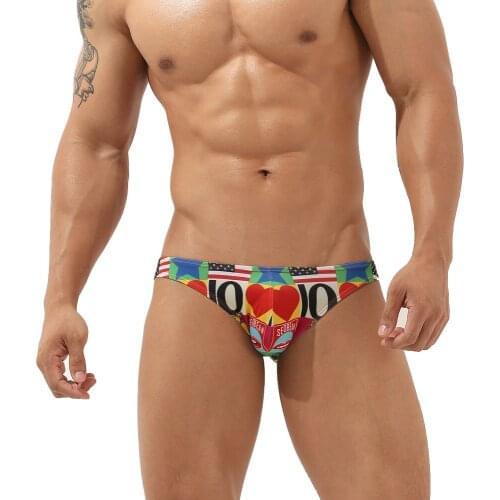 Sexy Printed Bikini New Mens Low Waist Triangle Panties European American Fashion Hot Sale Mens Underwear Home Casual Sports