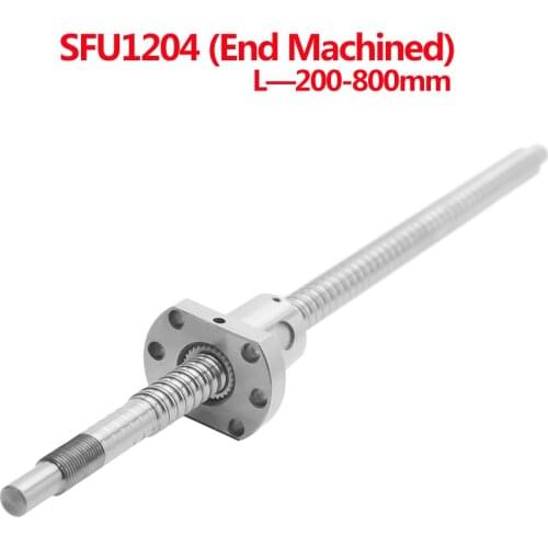 1SET SFU1204 200 250 300 350 400 450 500 550 600 650 700 750 800 mm End Machined Ball Screw with 1204 Ball Nut for BK/BF10 CNC