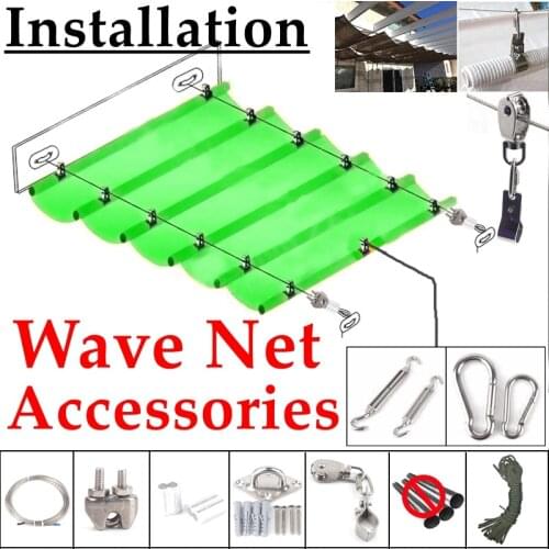 SS304 Telescopic Wave Sunshade Nets Installation Parts Sunshade Net Accessories Set Stainless Steel Pipe Clamp Pulley Wire Rope