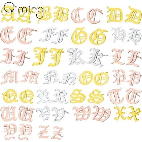 Old English A-Z Initial Earrings For Women vintage Jewelry Letter Alphabet Stud Earrings Lady Girls Gift Hot sale
