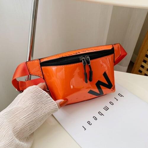 Patent leather glossy print crossbody bag summer english letters fashion casual chest bag personalized waist bag