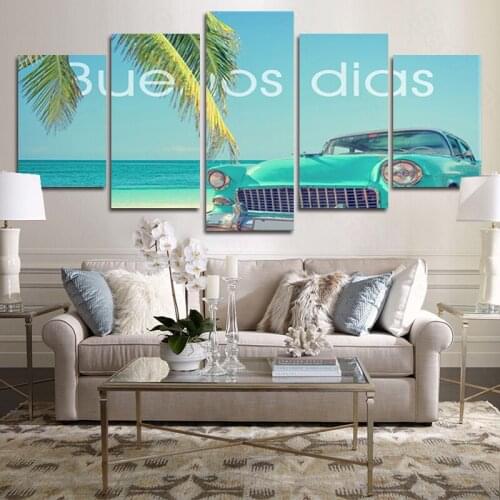 Interior Hanging Mural Homestay Bedroom Wall Covering Dormitory Decoration Painting Bedside Painting Fresh Seaside Car