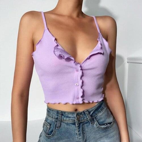 Womens Tank Top Ribbed Cami Top Short Tank Sling Top Cropped 2020 Spring Summer Casual Tanks Fashion Spaghetti Strap Solid Vest