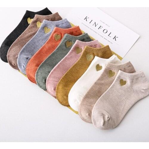 1 Pair New Kawaii Cute Socks Women Red Heart Pattern Soft Breathable Cotton Socks Ankle-High Casual Comfy Socks Fashion Style