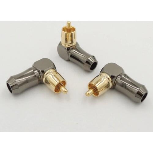 10pcs Brass RCA Right Angle Male Plug Audio Video Connector Soldering Adapter