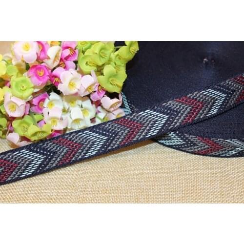 10yards/lots Woven Jacquard Ribbon 2.5cm blue indig pattern IS-1524